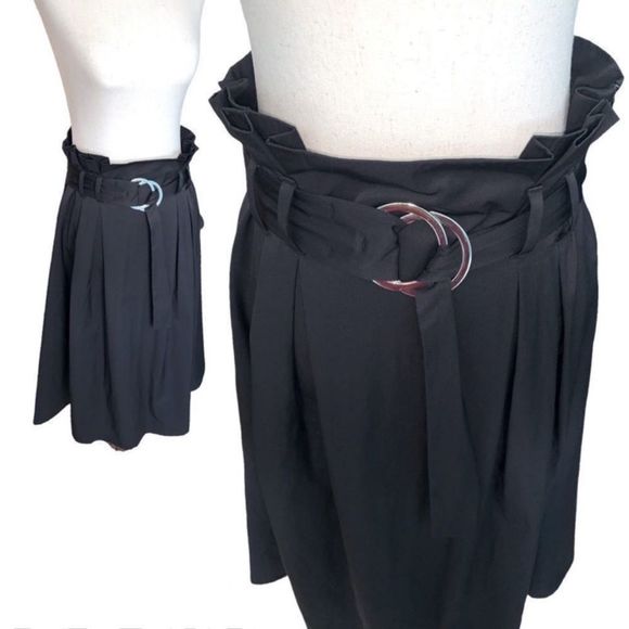 ZARA BLACK A-LINE PLEATED SKIRT WITH BELT | NEW WITH TAGS | NO FLAWS | MEDIUM - Picture 2 of 11